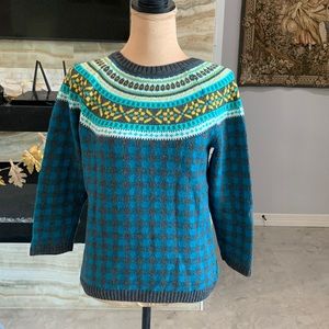 Talbots Women’s Wool Blends Nordic Print Sweater. Size M